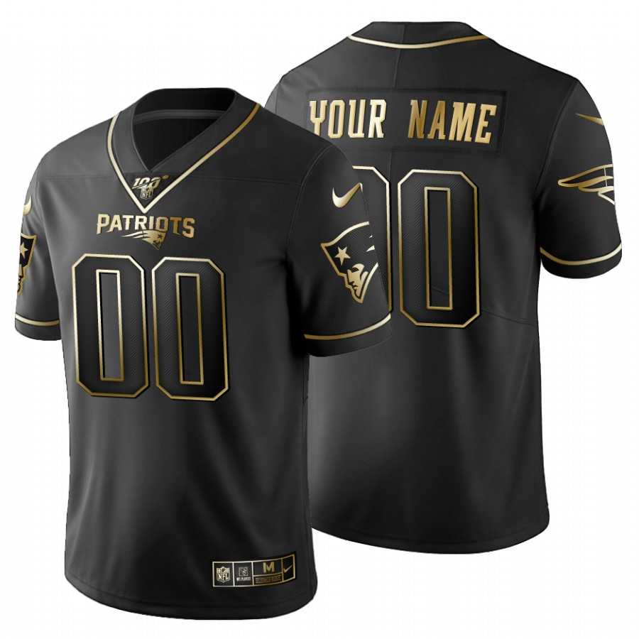 Customized Men's Nike Patriots Black Golden Limited NFL 100th Season Jersey,We sell and wholesale Customized Men's Nike Patriots Black Golden Limited NFL 100th Season Jersey on line form chian!